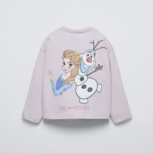 NEW Zara Disney Frozen Elsa & Olaf Long Sleeve Graphic Tee Size 6
